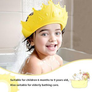 Baby Shower Cap Shield Bathing Cap Safe Silicone Protection Bath Cap Crown - NEW